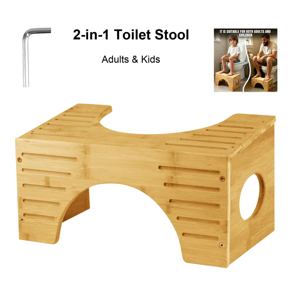 Bambus-Toilettenhocker mit zwei Höhen