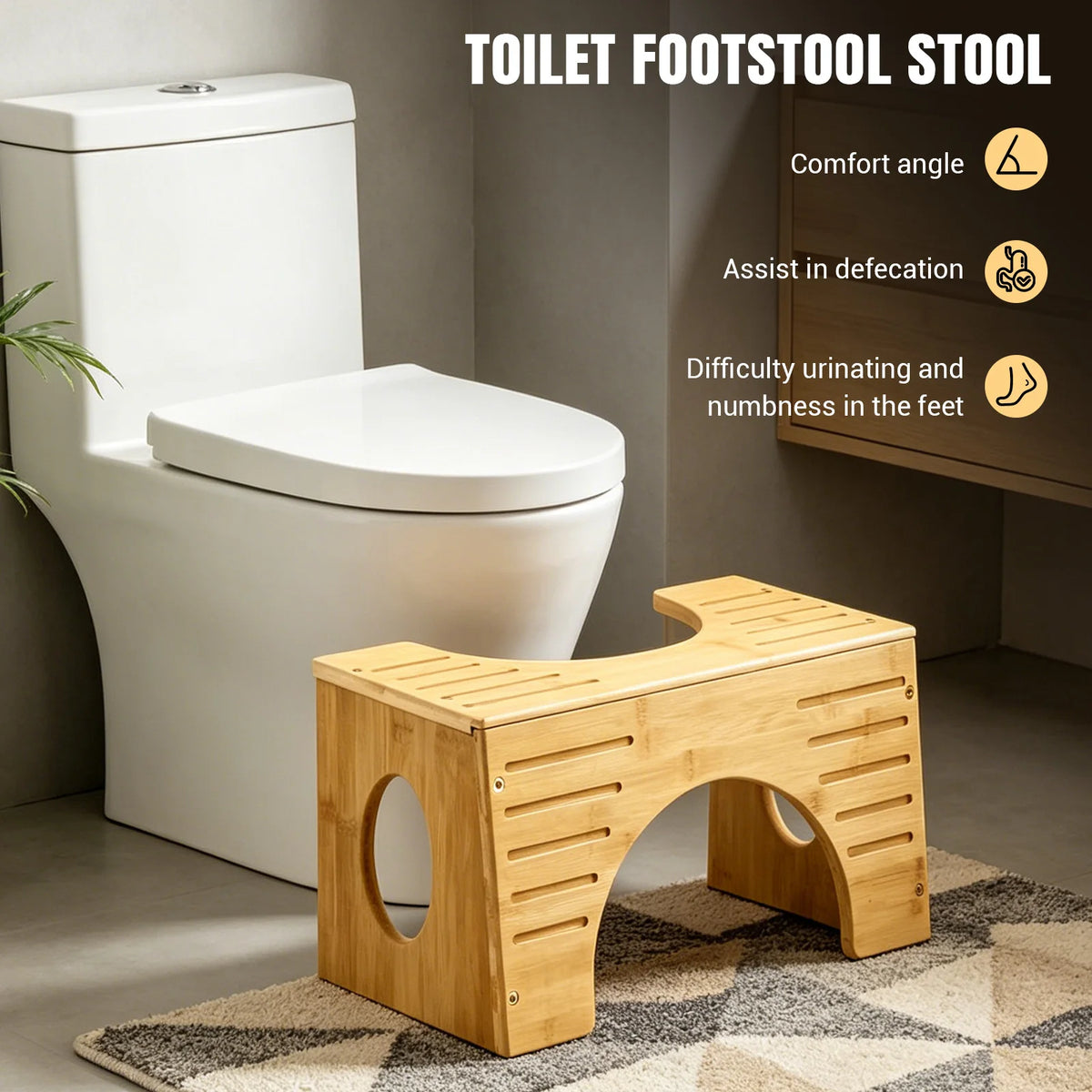Bambus-Toilettenhocker mit zwei Höhen