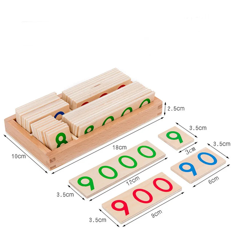 Zahlenkarten aus Holz 1–9000