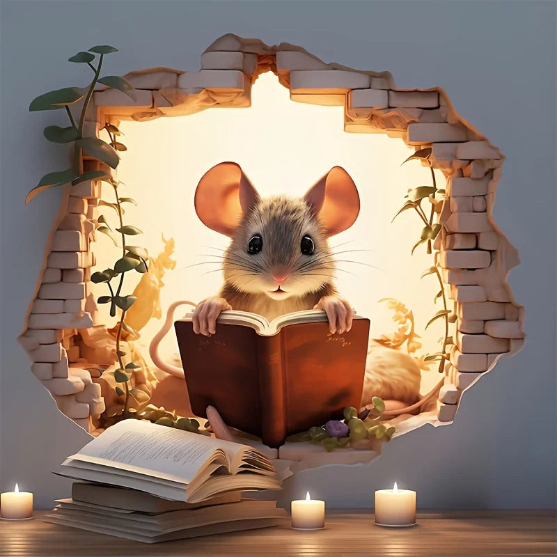 3D-Wandaufklebern im Mäusedesign