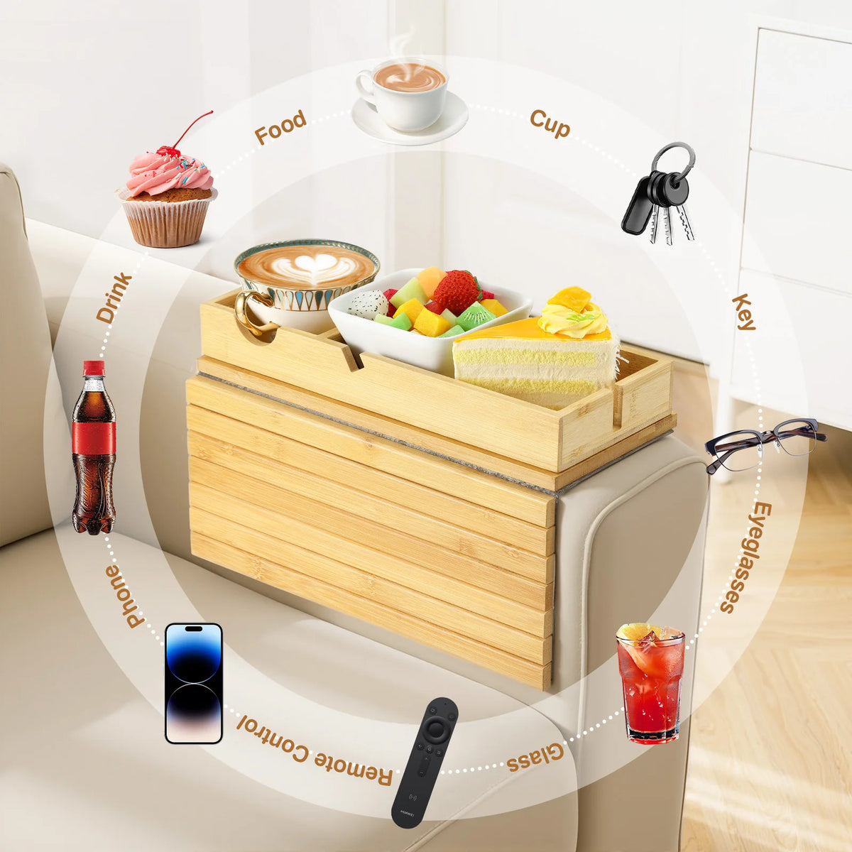 2-in-1 Sofa-Armrest-Tablett
