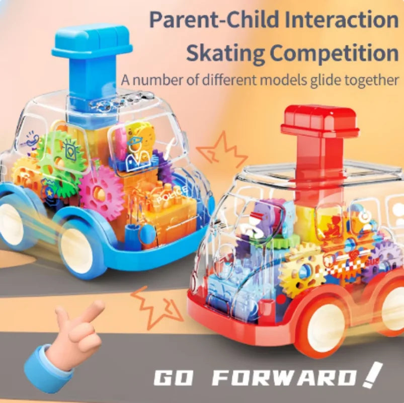 Spielzeugauto mit transparentem Getriebedesign