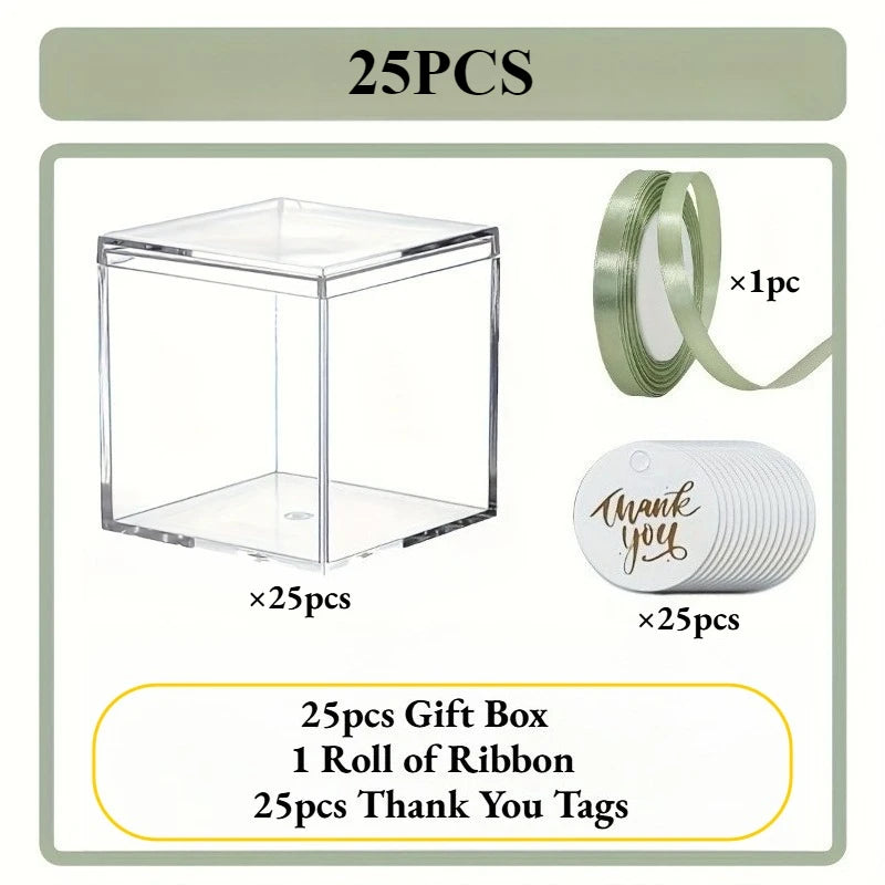 25er Set eleganter durchsichtiger Acryl-Würfel-Geschenkboxen