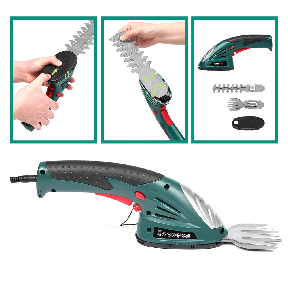 POSENPRO 2-in-1 Akku-Grasschere und Heckenschere