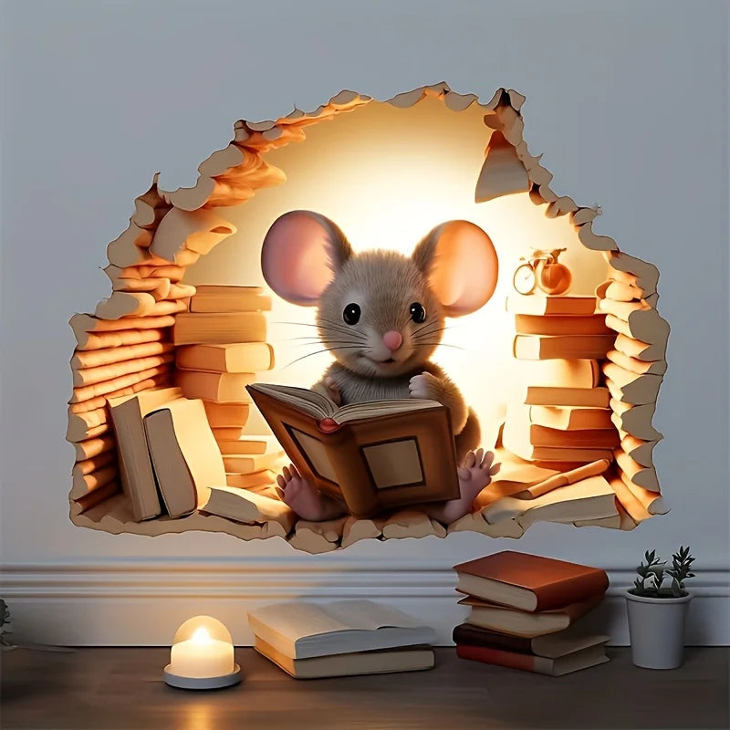 3D-Wandaufklebern im Mäusedesign