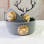 Handgewebter Aufbewahrungskorb mit niedlichen Cartoon-Tiermotiven