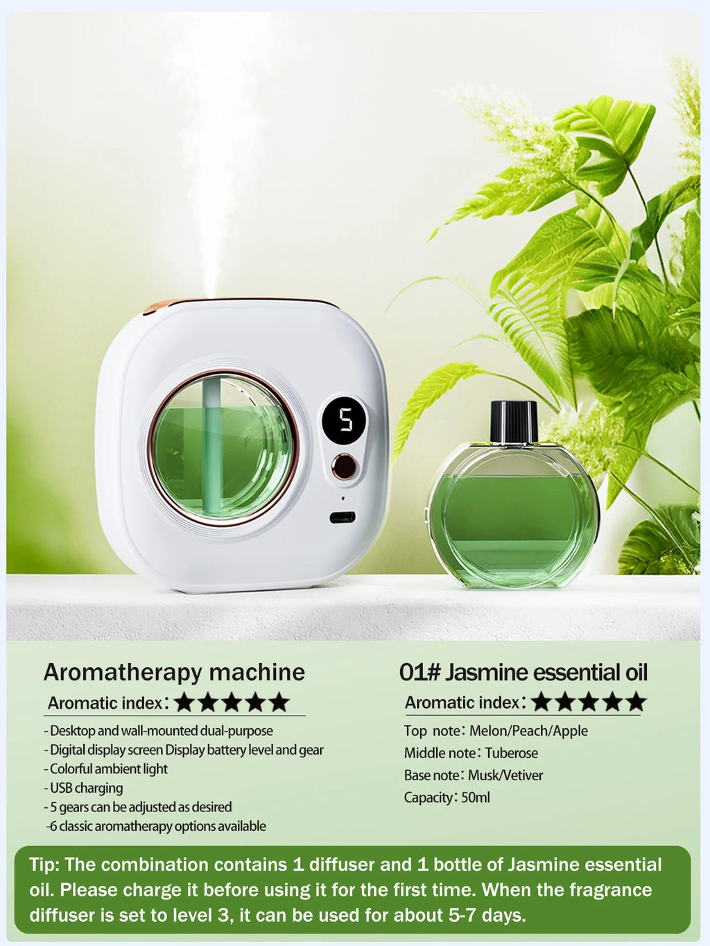 Ultraschall-Aroma-Diffuser mit wiederaufladbarem Akku