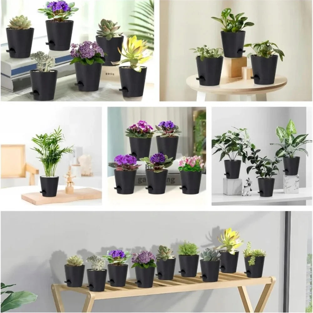 6er Set selbstbewässernde Kunststofftöpfe