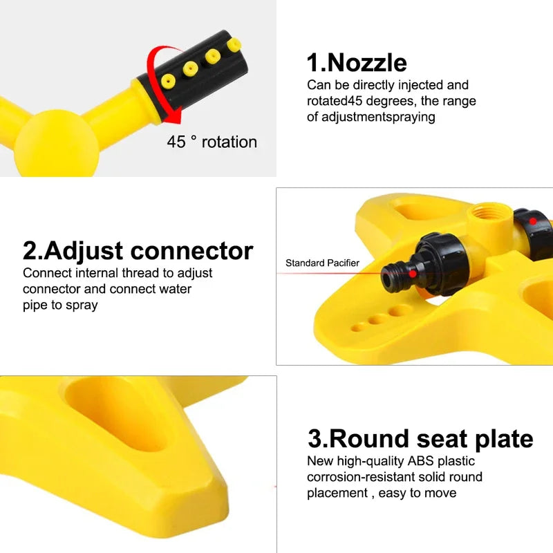 3-Arm Adjustable 360° Auto-Rotating Sprinkler System