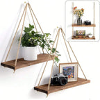 Elegante Hängeregale aus Holz
