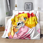 Weiches Flanell-Wurfdecke mit charmanten Anime-Cartoon-Motiven