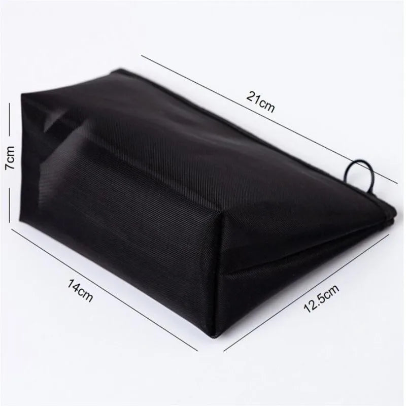 Praktische schwarze Mesh-Kosmetiktasche