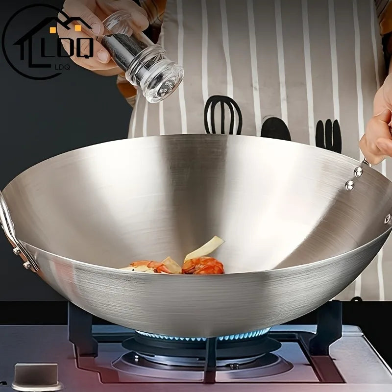 Großer Wok aus 304er Edelstahl,