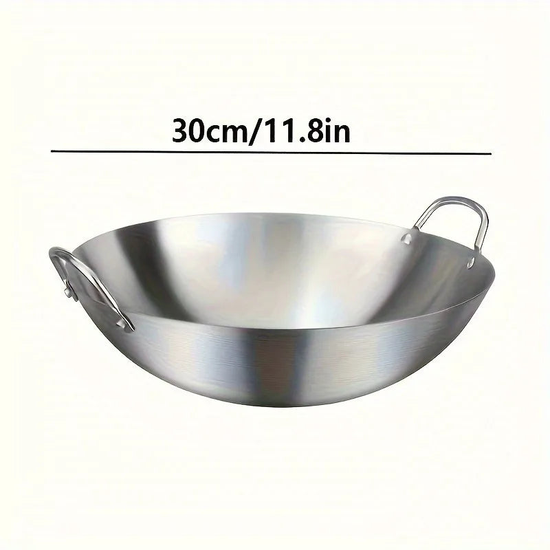 Großer Wok aus 304er Edelstahl,