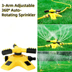 3-Arm Adjustable 360° Auto-Rotating Sprinkler System