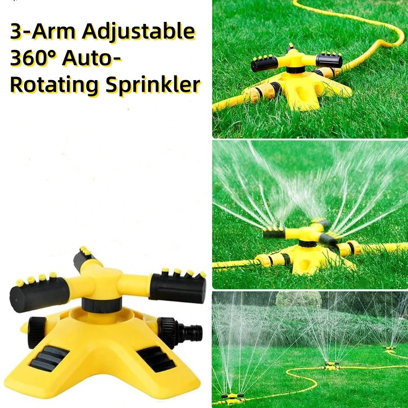 3-Arm Adjustable 360° Auto-Rotating Sprinkler System