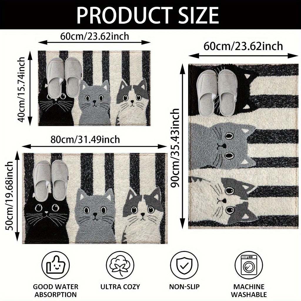 VIKAMA Striped Cartoon Cat Carpet