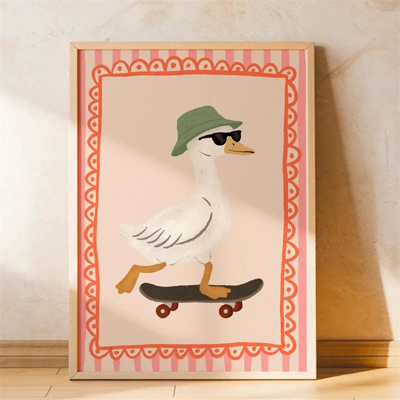 Lustiges Skateboard-Dackel Canvas Print Poster