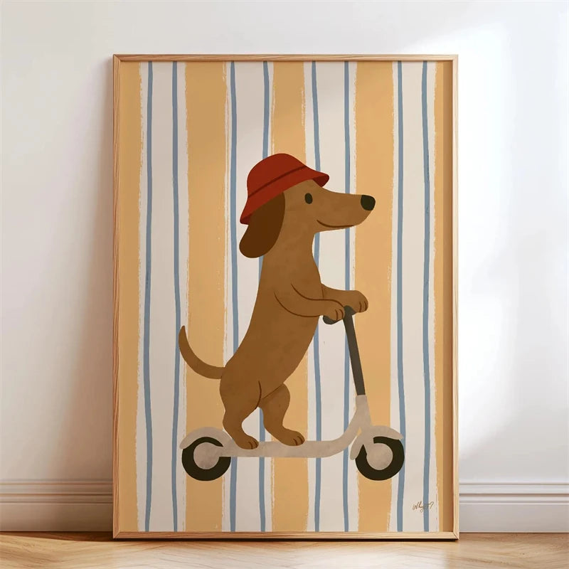 Lustiges Skateboard-Dackel Canvas Print Poster