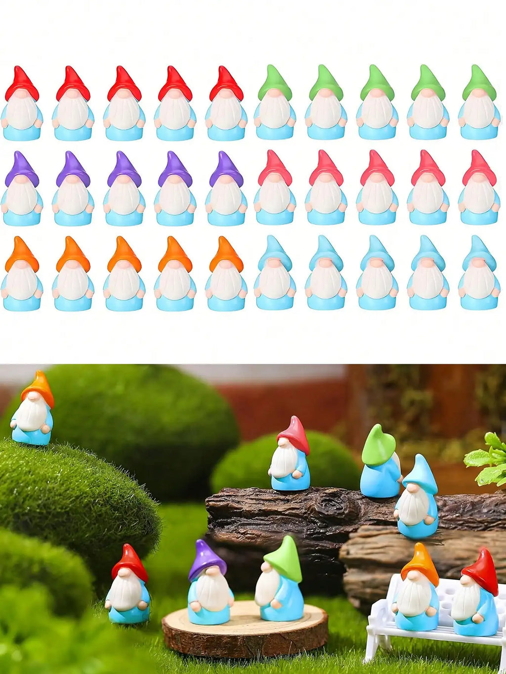 Niedliche Mini-Gartenzwerge aus Kunstharz