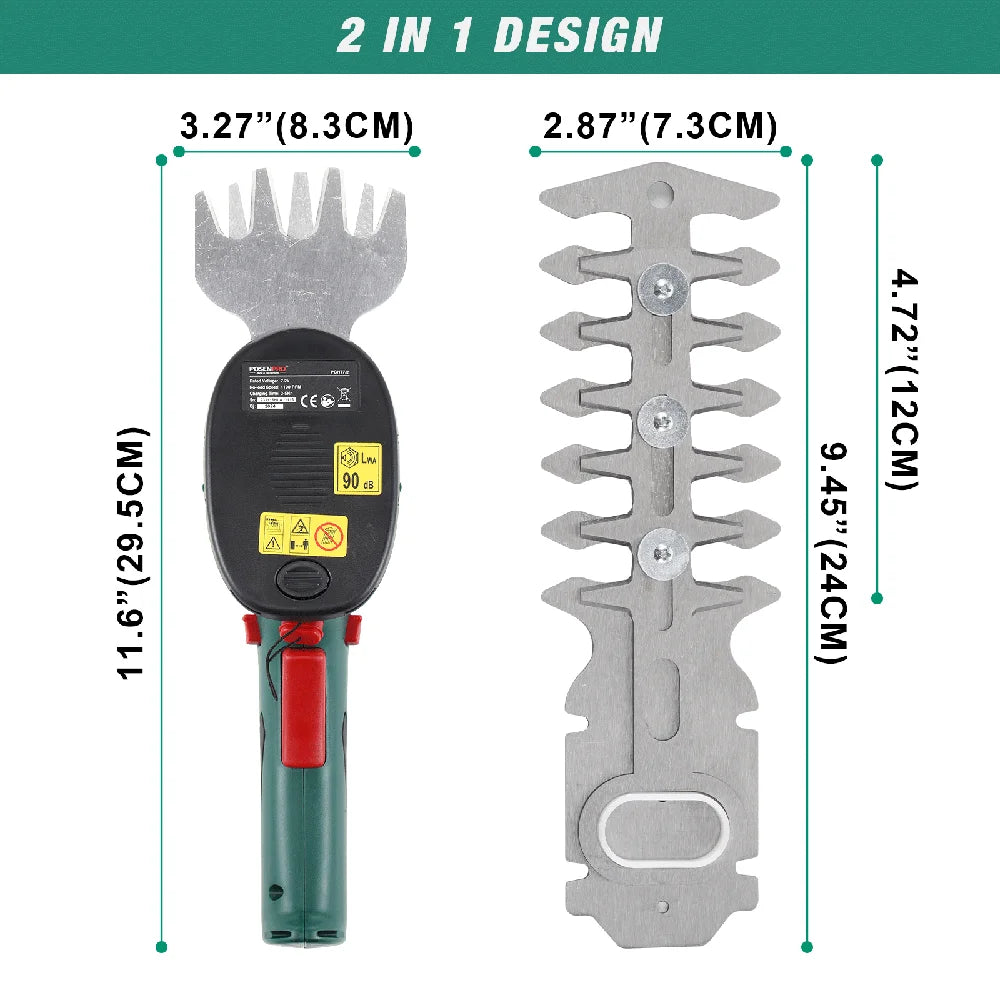 POSENPRO 2-in-1 Akku-Grasschere und Heckenschere