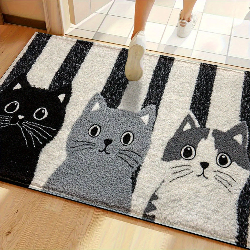 VIKAMA Striped Cartoon Cat Carpet
