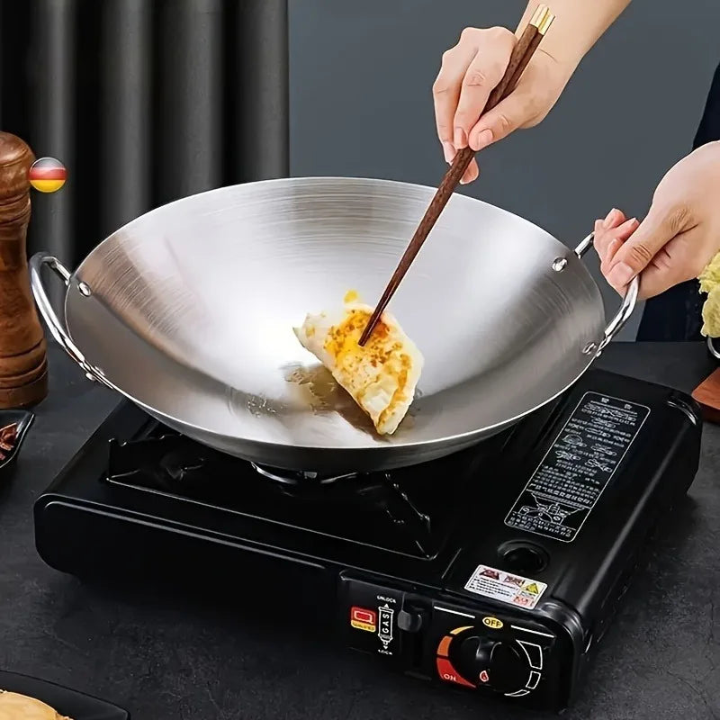 Großer Wok aus 304er Edelstahl,