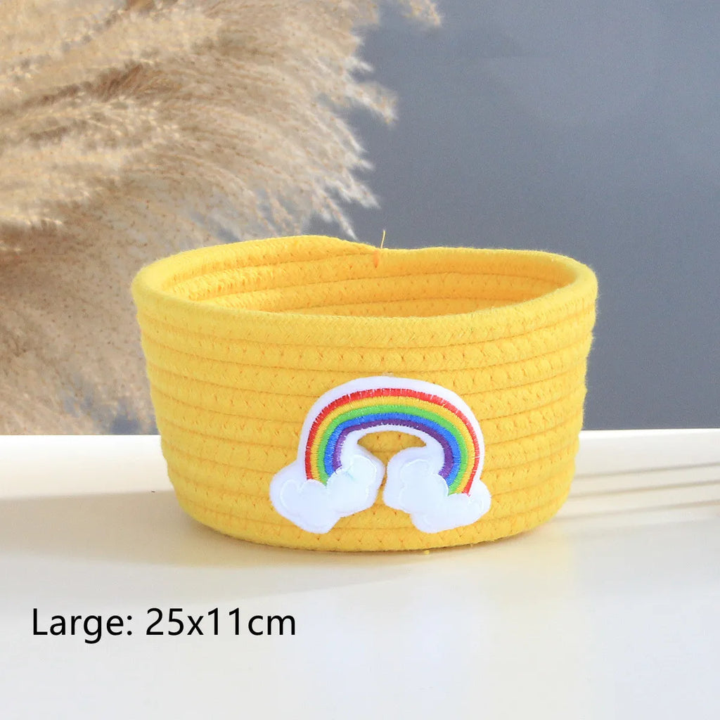 Handgewebter Aufbewahrungskorb mit niedlichen Cartoon-Tiermotiven