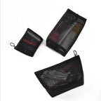 Praktische schwarze Mesh-Kosmetiktasche