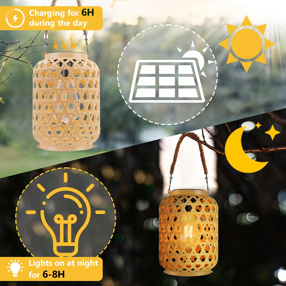 Stilvolle Rattan-Solarlaterne