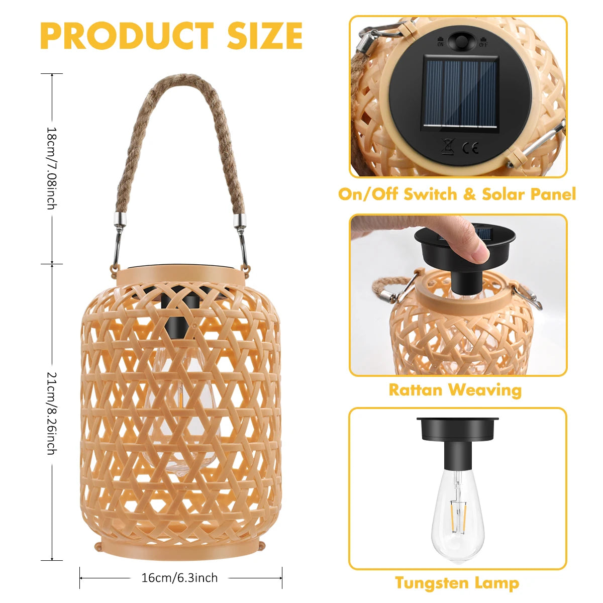 Stilvolle Rattan-Solarlaterne