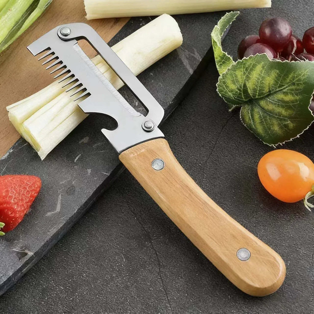 Ergonomisches Schälmesser und Gemüseschäler 2-in-1 mit Holzgriff