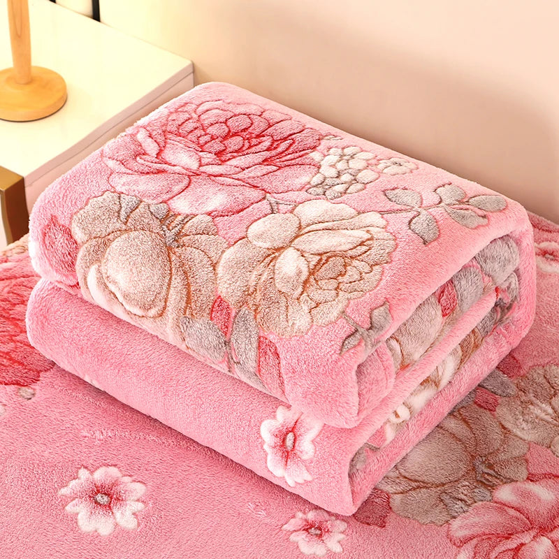 Wärmende Fleece-Decke mit Blumenmuster