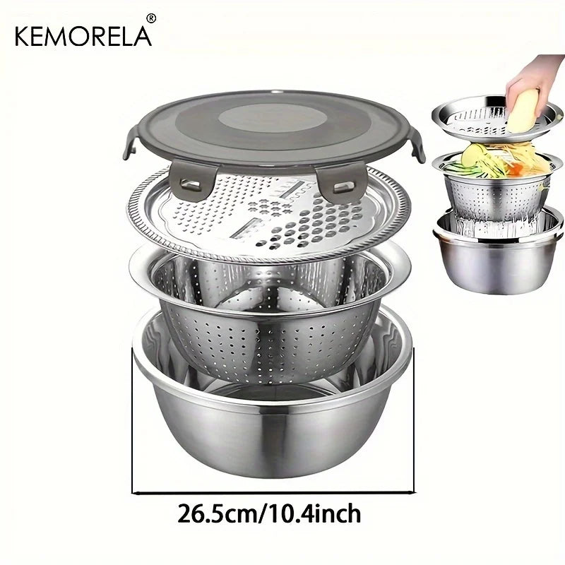 Multifunktionales 4-in-1 Edelstahl-Set