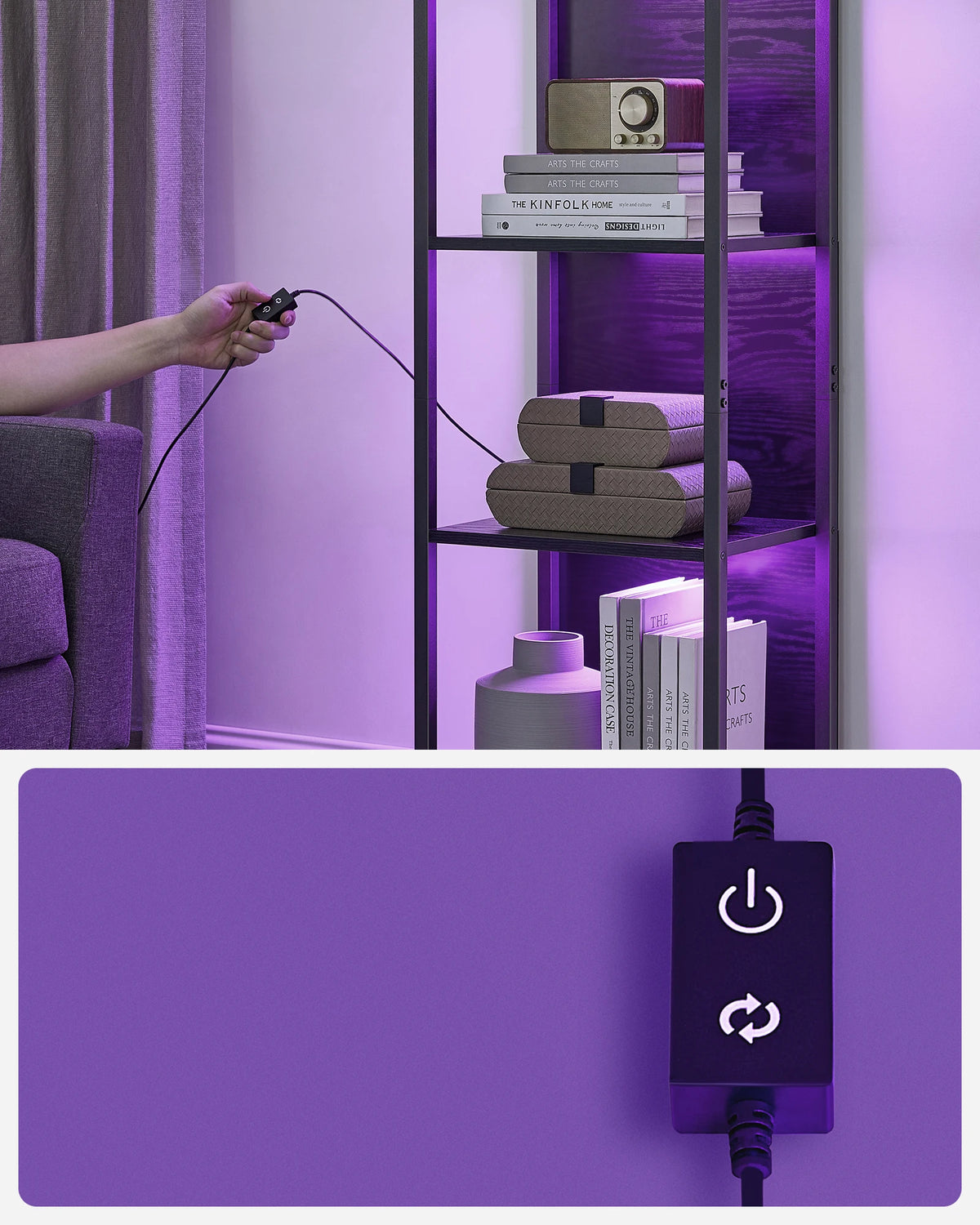 VASAGLE 6-Regal mit LED-Beleuchtung