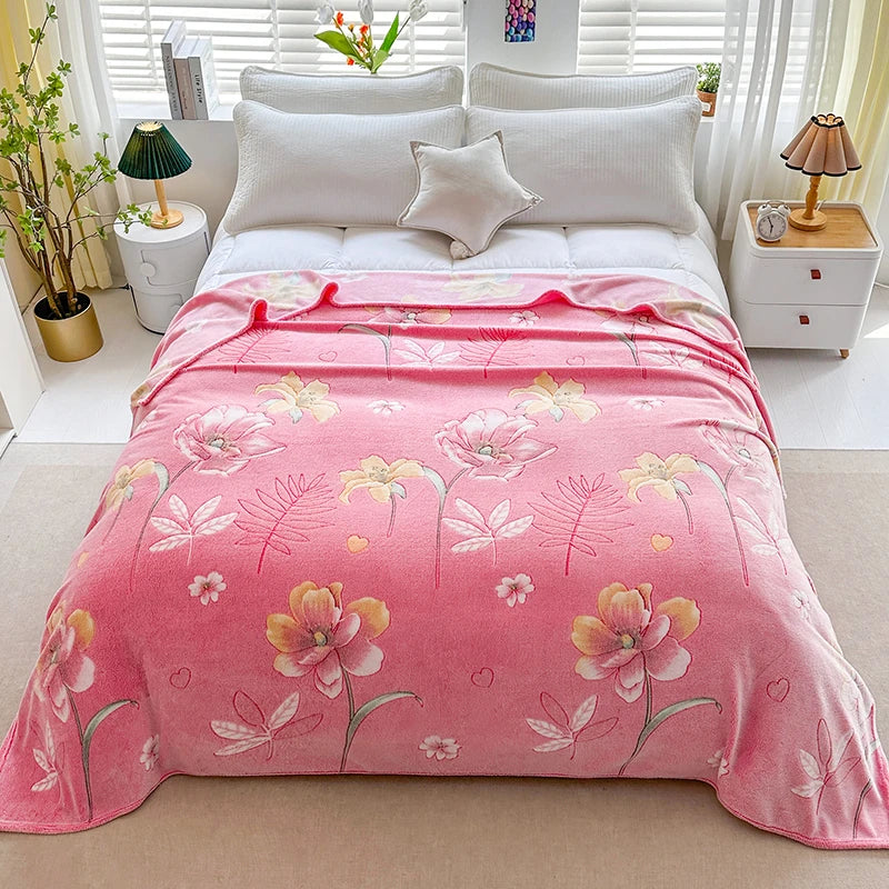 Wärmende Fleece-Decke mit Blumenmuster