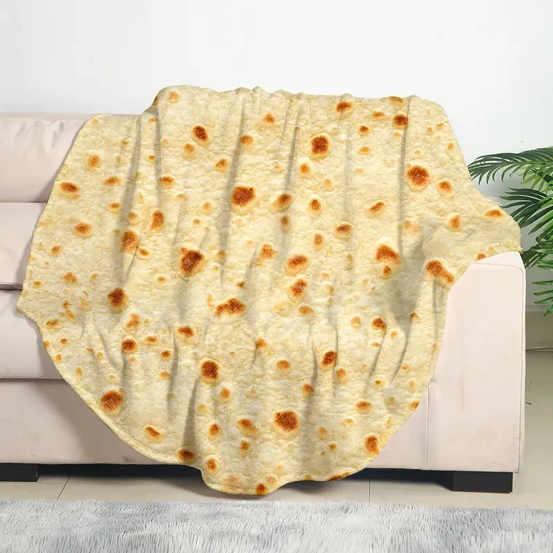 Gemütliche Flanell-Decke mit lustigem Tortilla-Print