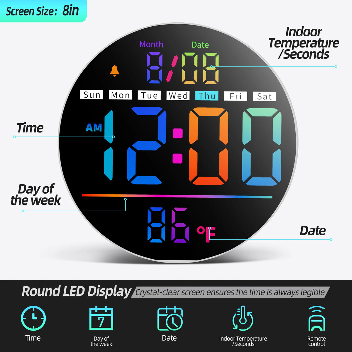 8-Zoll LED-Wanduhr