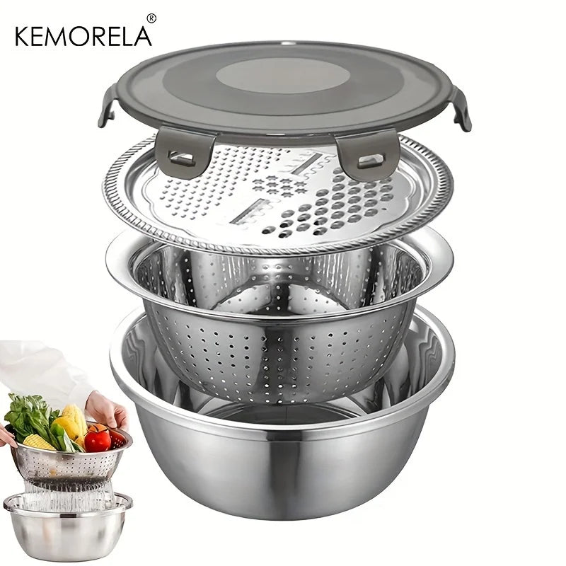 Multifunktionales 4-in-1 Edelstahl-Set