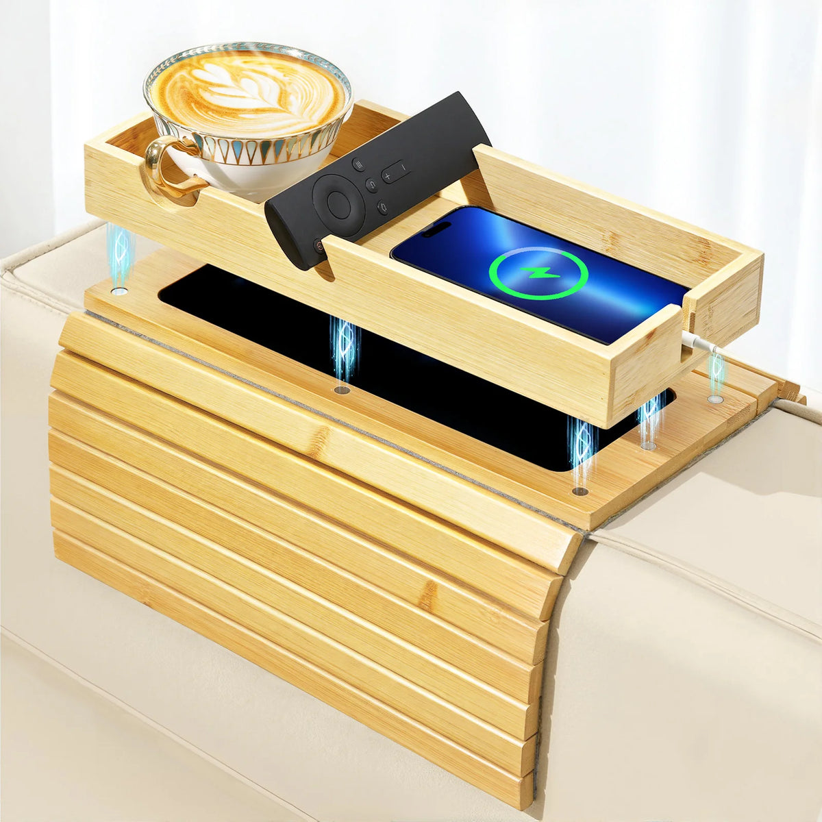 2-in-1 Sofa-Armrest-Tablett