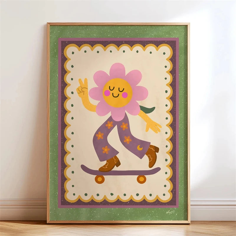 Lustiges Skateboard-Dackel Canvas Print Poster