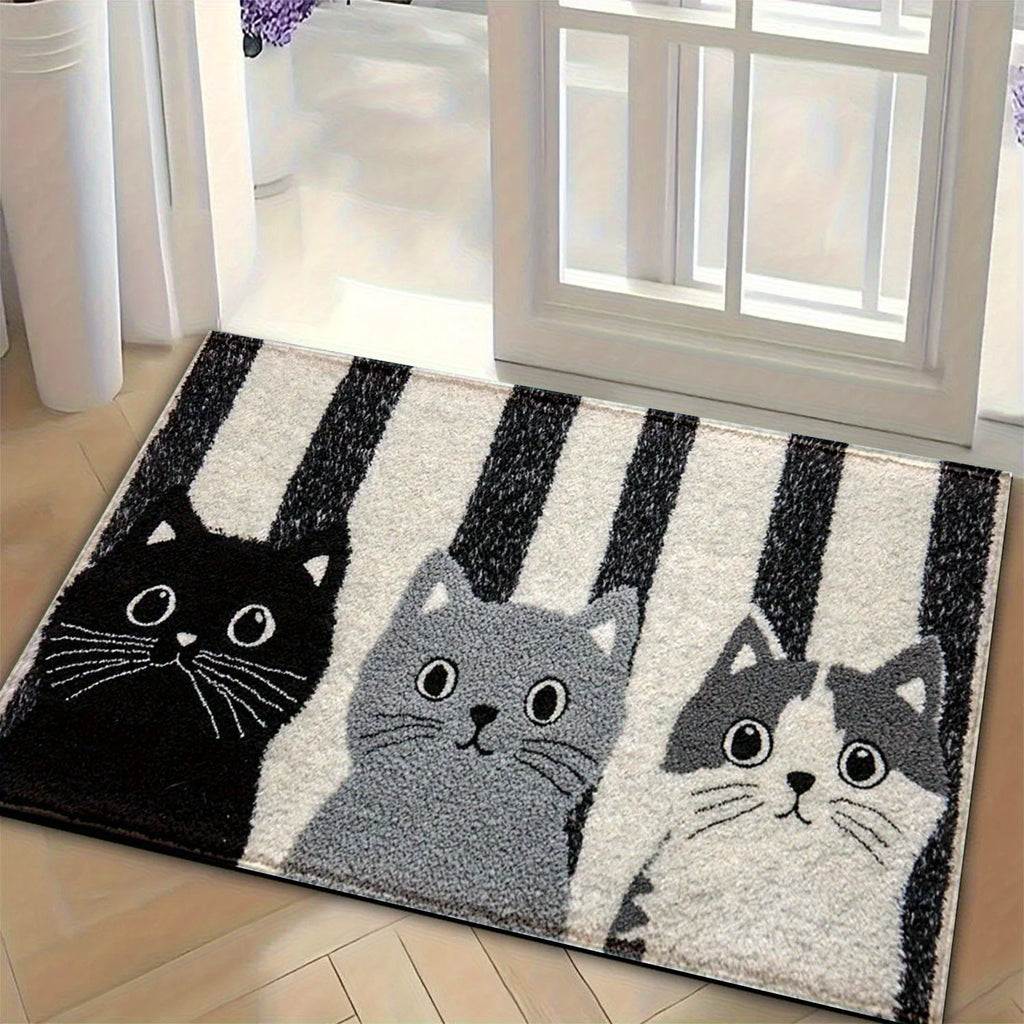 VIKAMA Striped Cartoon Cat Carpet