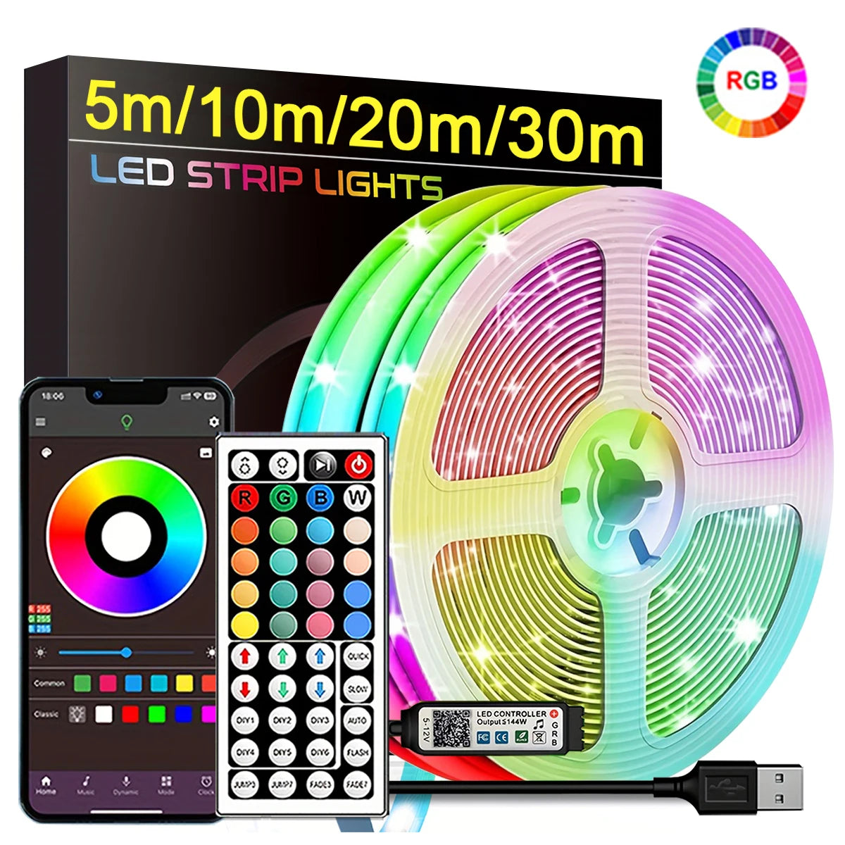 RGB LED Strip Lights mit APP-Steuerung