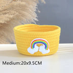 Handgewebter Aufbewahrungskorb mit niedlichen Cartoon-Tiermotiven