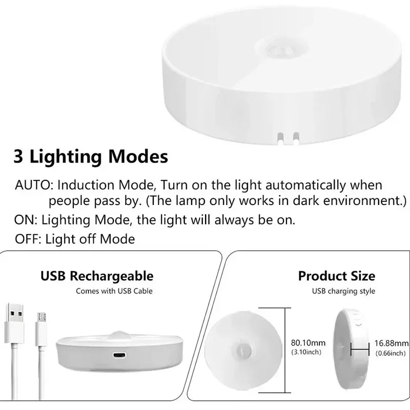 Intelligent LED night light with PIR motion sensor
