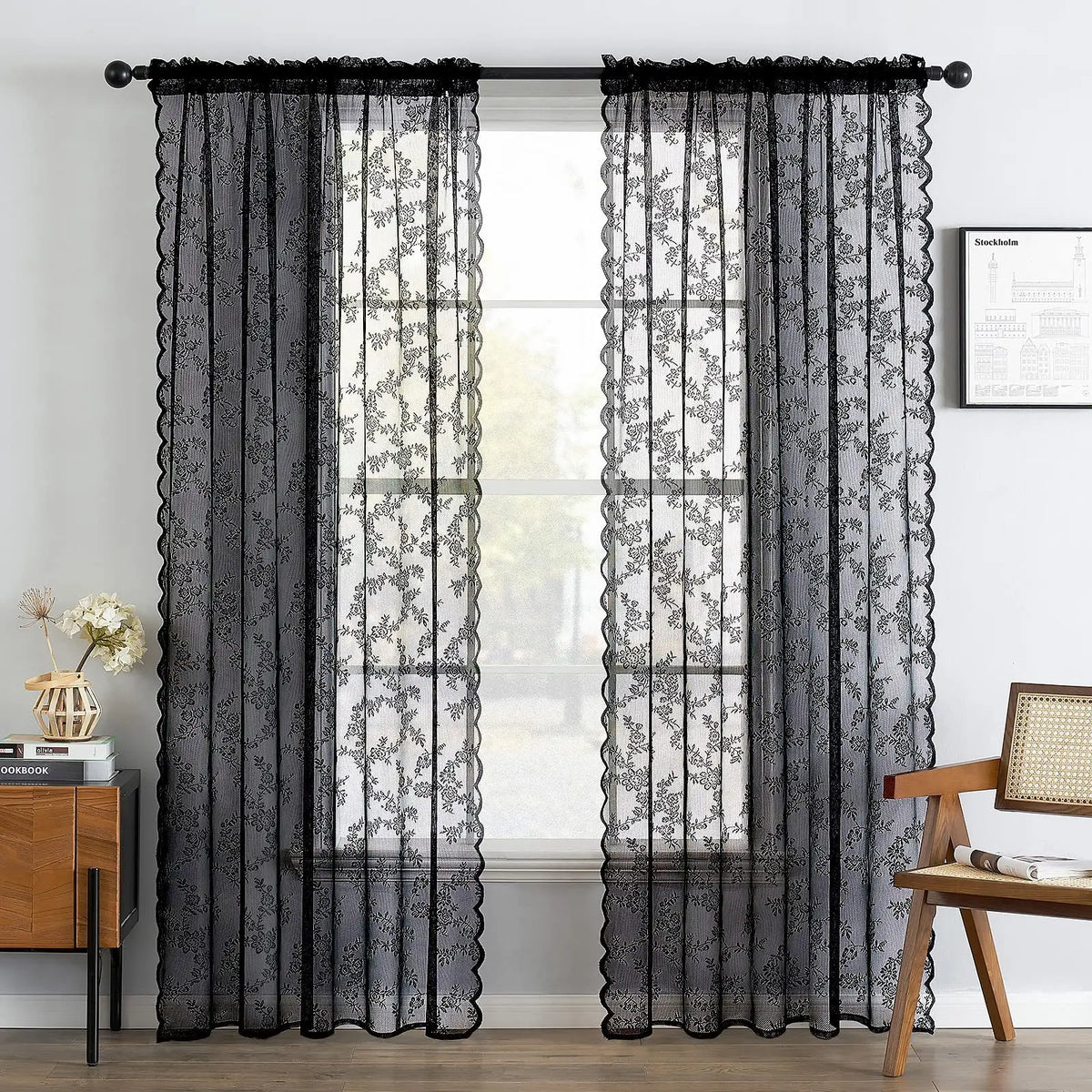 Elegantes Vintage-Spitzengardinen-Panel