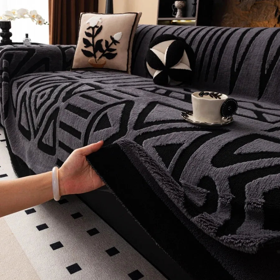Kuschelige Fleece-Sofadecke im Boho-Stil