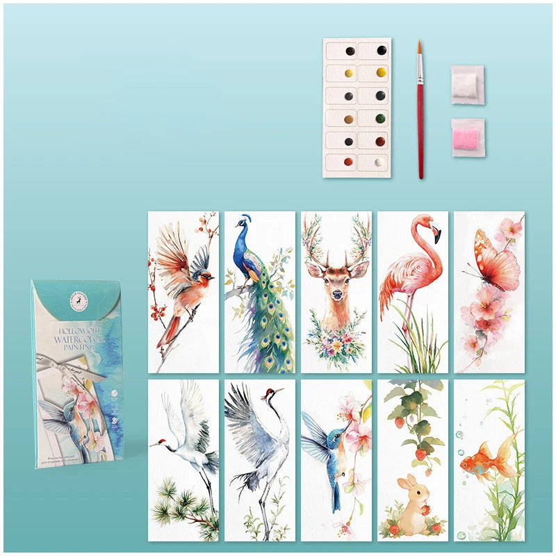 Kreatives Watercolor-Lesezeichen-Set