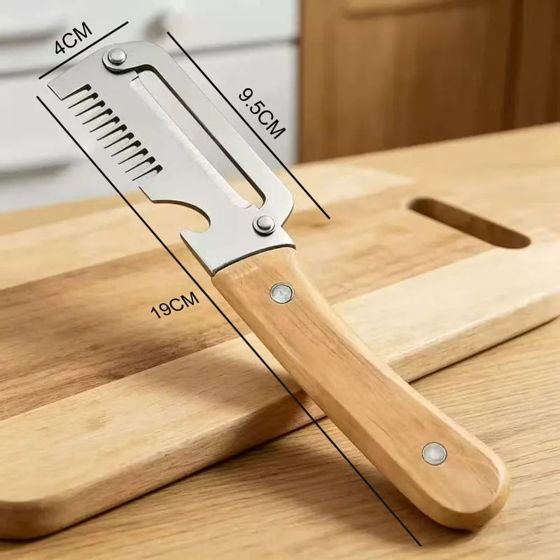 Ergonomisches Schälmesser und Gemüseschäler 2-in-1 mit Holzgriff