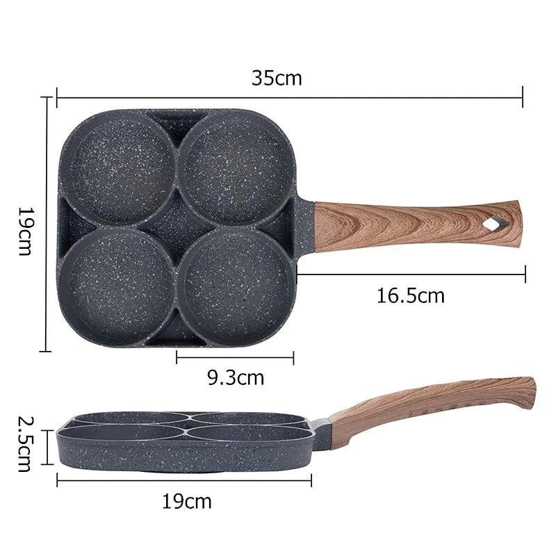 Vielseitige Eierpfanne mit 4 separaten Mulden